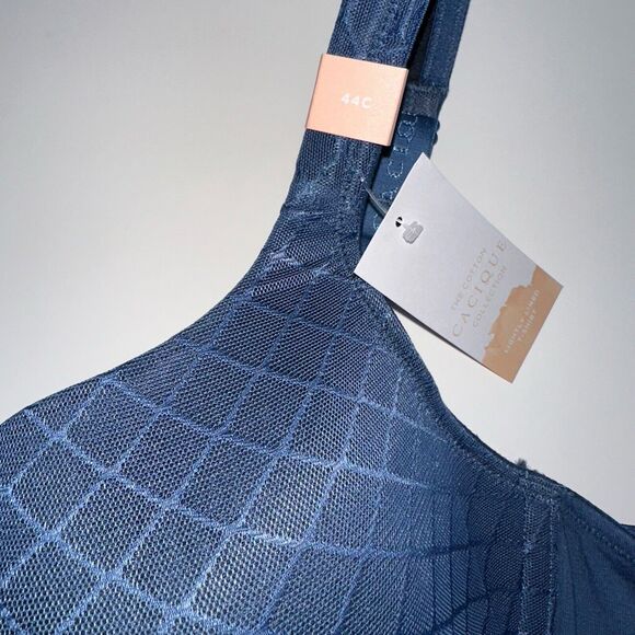 Cacique Blue Lightly Lined T-Shirt Bra NWT Size 44C Underwire Diamond Pattern - Picture 2 of 11